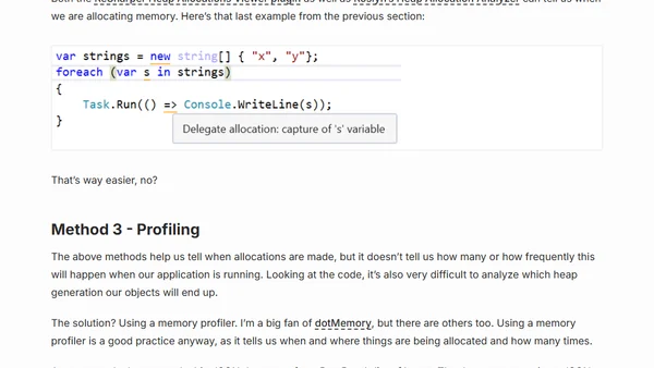 Making .NET code less allocatey - Allocations and the Garbage Collector