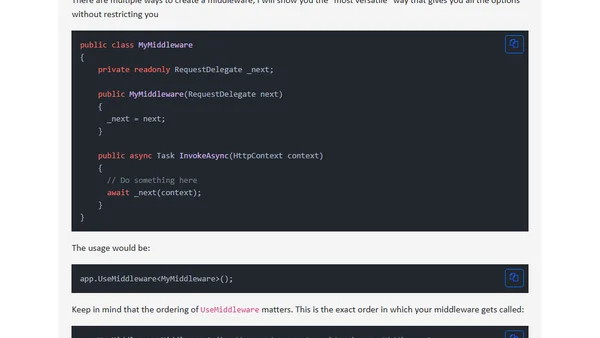 What is a Middleware and how to use it in ASP.NET Core?