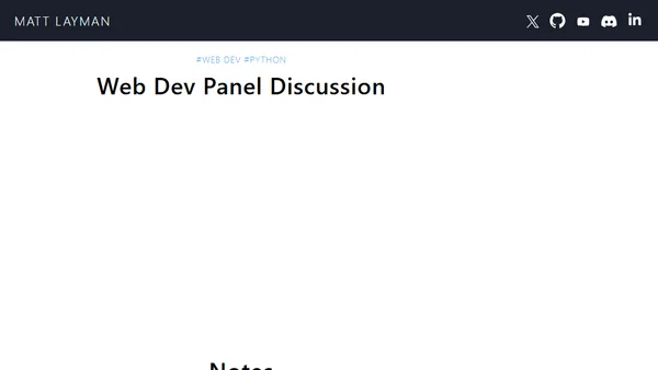 Web Dev Panel Discussion