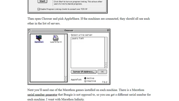 How to Play Marathon over a LAN on Classic Macs