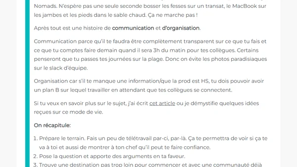 Excursion avec les développeurs nomades