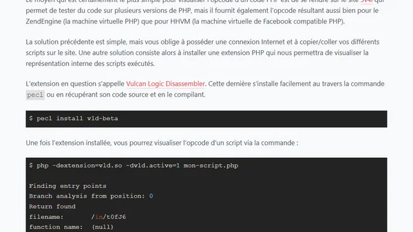 Comment obtenir l'opcode d'un script PHP ?