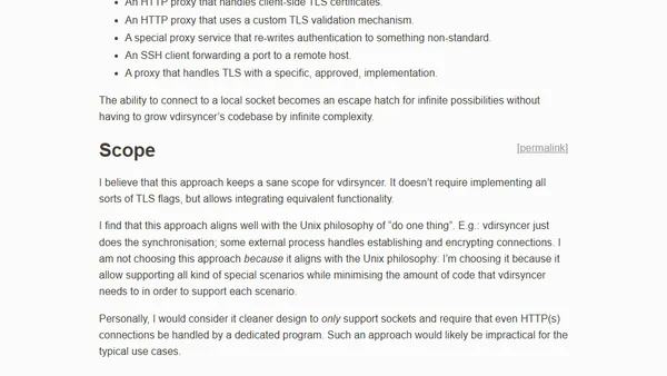 Unix domain socket support for vdirsyncer