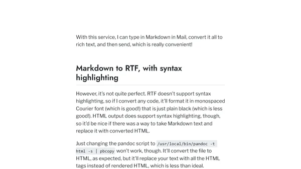 Convert Markdown to rich text (with syntax highlighting!) in any macOS app