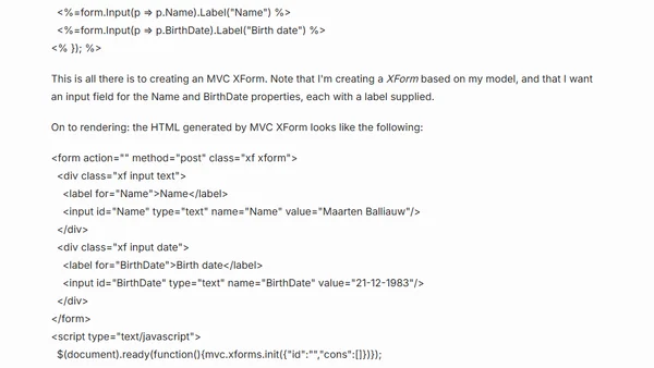 ASP.NET MVC XForms released on CodePlex