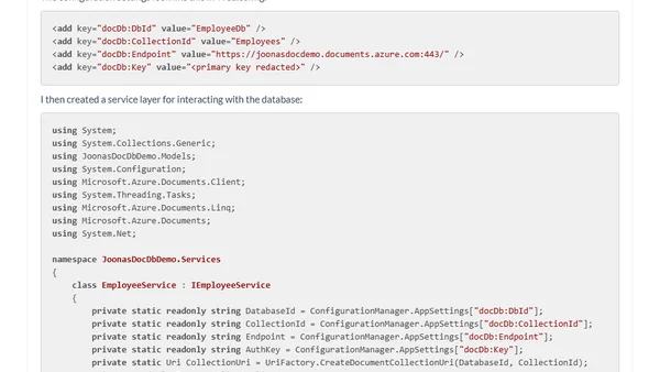 Azure DocumentDB and Web Apps global deployment
