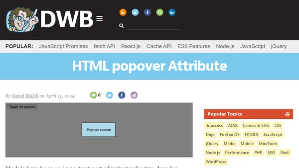 HTML popover Attribute