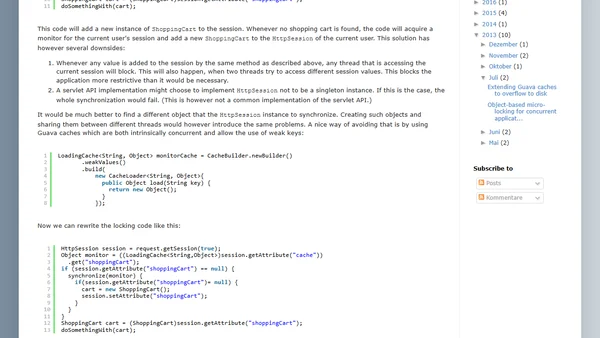 Object-based micro-locking for concurrent applications by using Guava