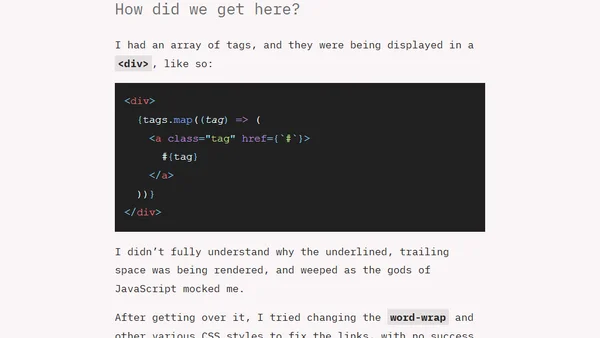 Removing trailing space underlines from groups of anchor tags