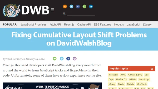 Fixing Cumulative Layout Shift Problems on DavidWalshBlog