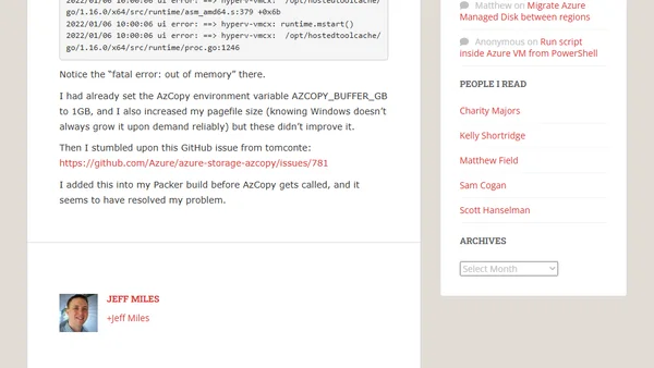 AzCopy with Packer out of memory