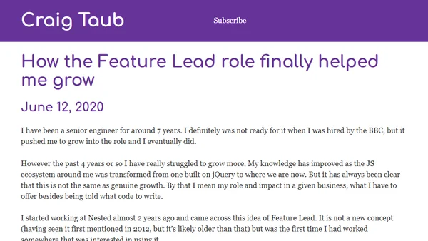 How the Feature Lead role finally helped me grow