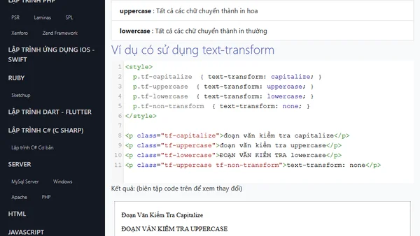 Thuộc tính text-transform trong CSS