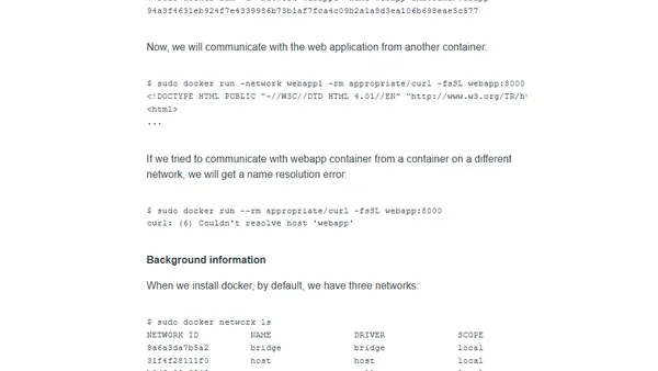 User-defined networks in Docker for inter-container communication on Linux