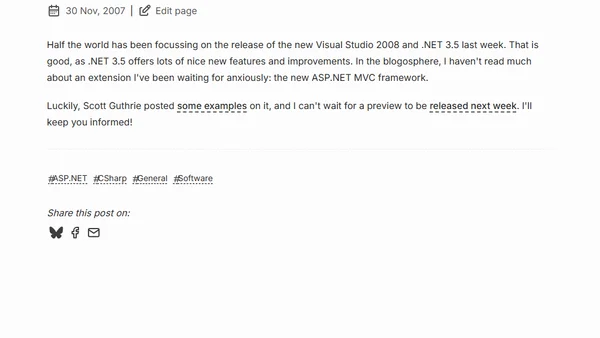 ASP.NET MVC framework preview to be released next week