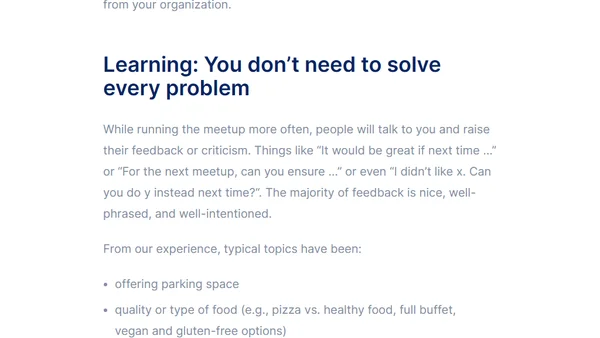 Lessons learned from running a local tech meetup for 11 years