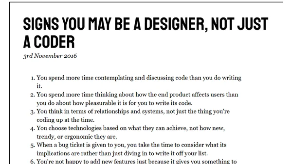 Signs You May Be A Designer, Not Just A Coder