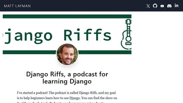 Django Riffs, a podcast for learning Django