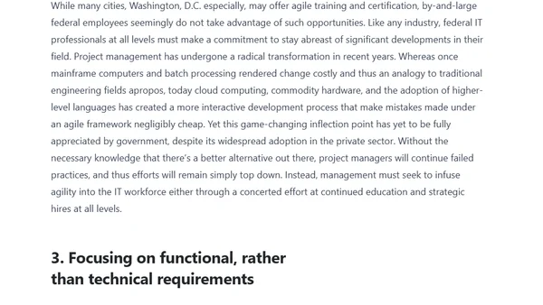 Federal Agility: a Cultural Solution to a Technical Problem
