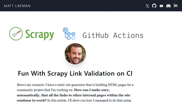 Fun With Scrapy Link Validation on CI