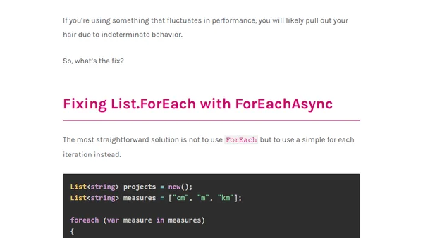 .NET Tasks, List's ForEach, and Problems