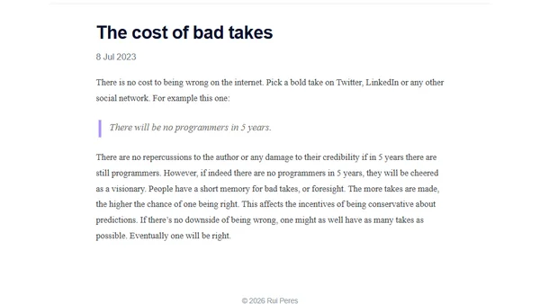 The cost of bad takes