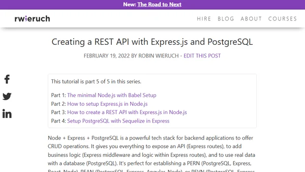 Creating a REST API with Express.js and PostgreSQL