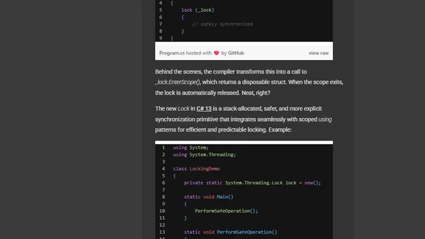 C# 13: Introducing System.Threading.Lock