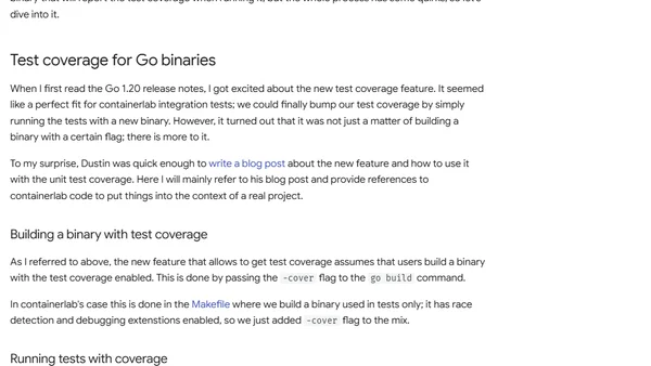 Test coverage for Go integration tests