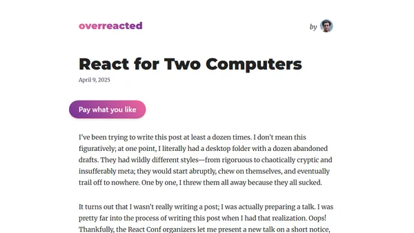 React for Two Computers