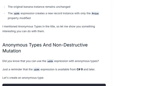Records, Anonymous Types, and Non-Destructive Mutation