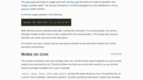 Snooze: a simpler cron