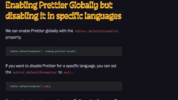 Disabling languages for Prettier (in VScode)