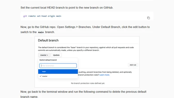 How to rename default branch in Git and GitHub