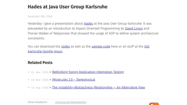 Hades at Java User Group Karlsruhe