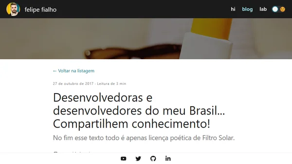 Desenvolvedoras e desenvolvedores do meu Brasil... Compartilhem conhecimento!