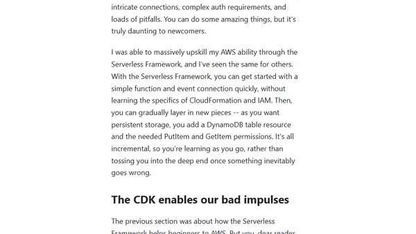 Why I (Still) Like the Serverless Framework over the CDK