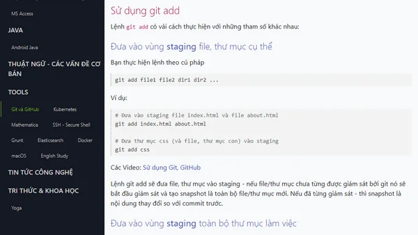 Lệnh git add lưu thông tin chuẩn bị commit