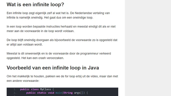 Een infinite loop (Endless loop): Wat is dat?