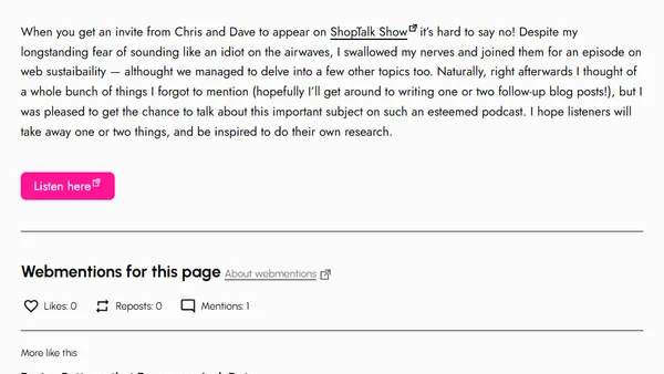 Talking About Web Sustainability on ShopTalk Show