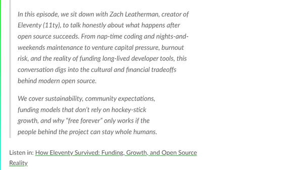 How Eleventy Survived: Funding, Growth, and Open Source Reality