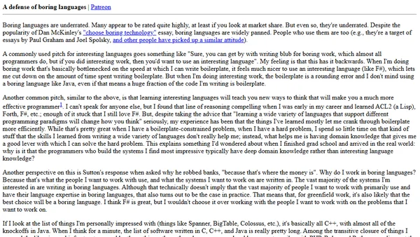 A defense of boring languages