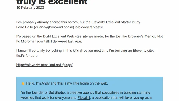 Eleventy Excellent truly is excellent