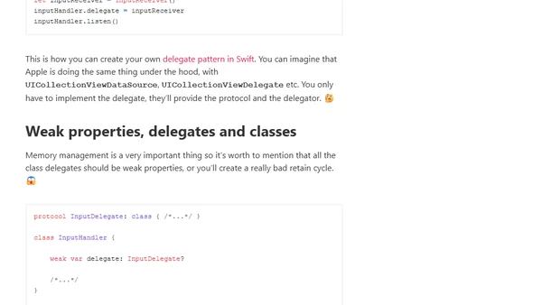 Swift delegate design pattern