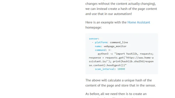 Monitoring changes in webpages with Home Assistant