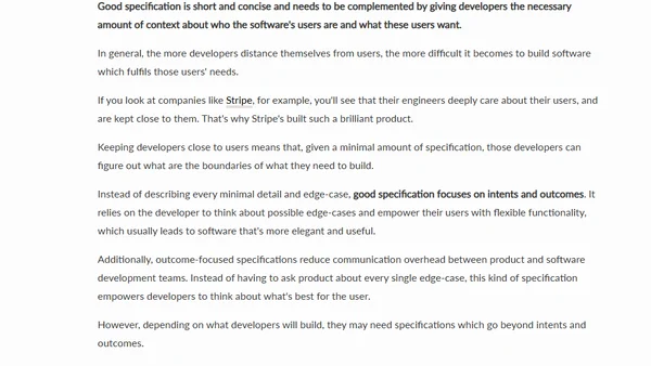 How much specification does a developer need?