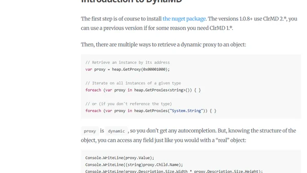 Analyze your memory dumps in C# with DynaMD
