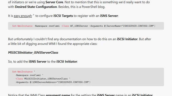 Configure iSNS Server in an iSCSI Initiator with PowerShell