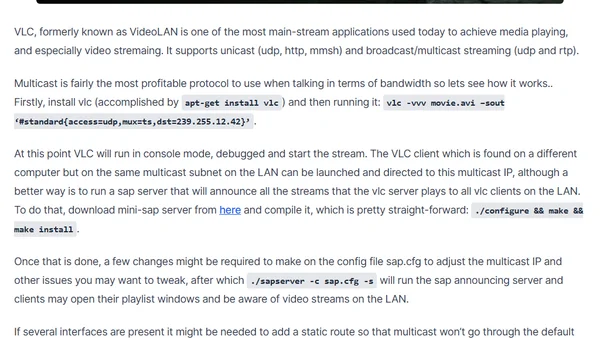 Streaming multicast videos with VLC and mini-sap server
